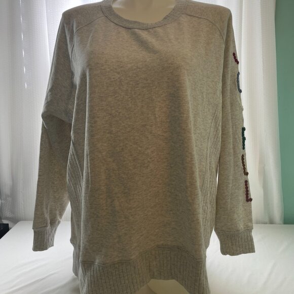 Sweatshirt 2X Gray "Joyful" Pullover Crew Top Relaxed Fit Christmas Holiday Plus - Picture 3 of 5